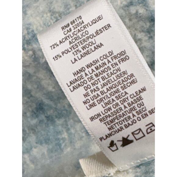 Anthropologie Blue Plaid Oversized Fringed Blanket Scarf Wrap Acrylic Wool Blend - Picture 7 of 7